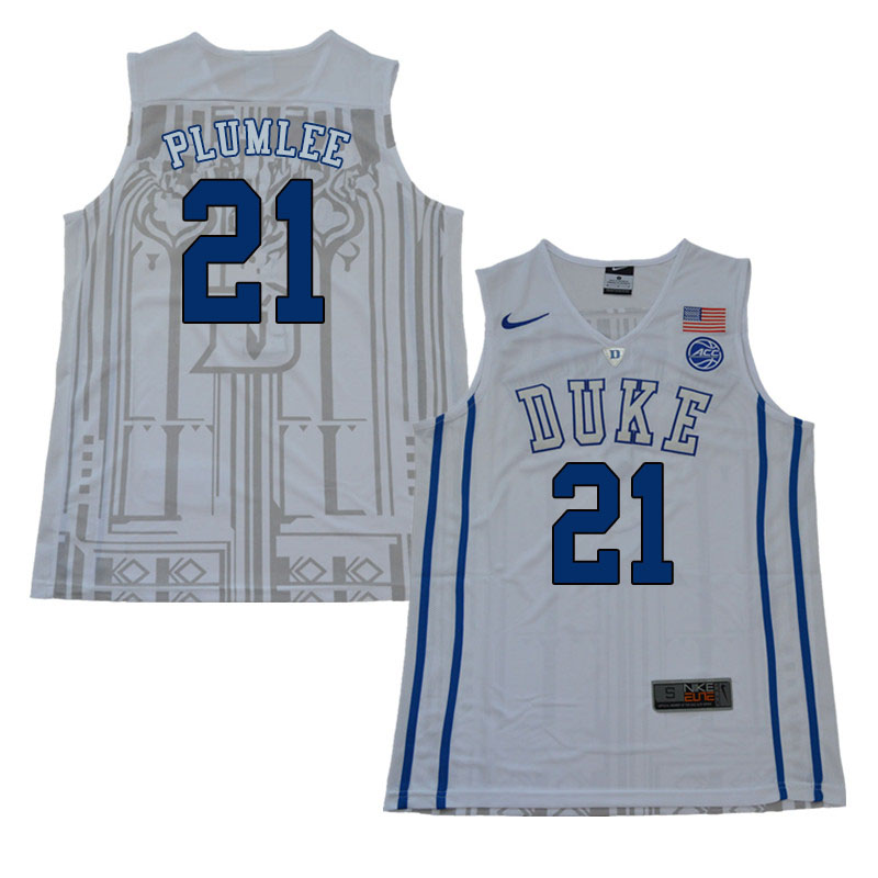 2018 Men #21 Miles Plumlee Duke Blue Devils College Basketball Jerseys Sale-White